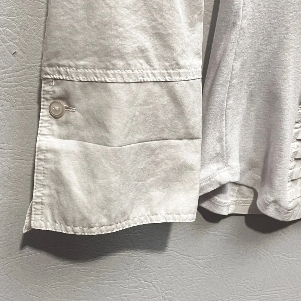 Notations Romantic Victorian White Pleated Front Button-Down Shirt Medium